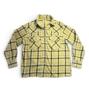 Levi's yellow size small plaid flannel pearl snap button-up shirt